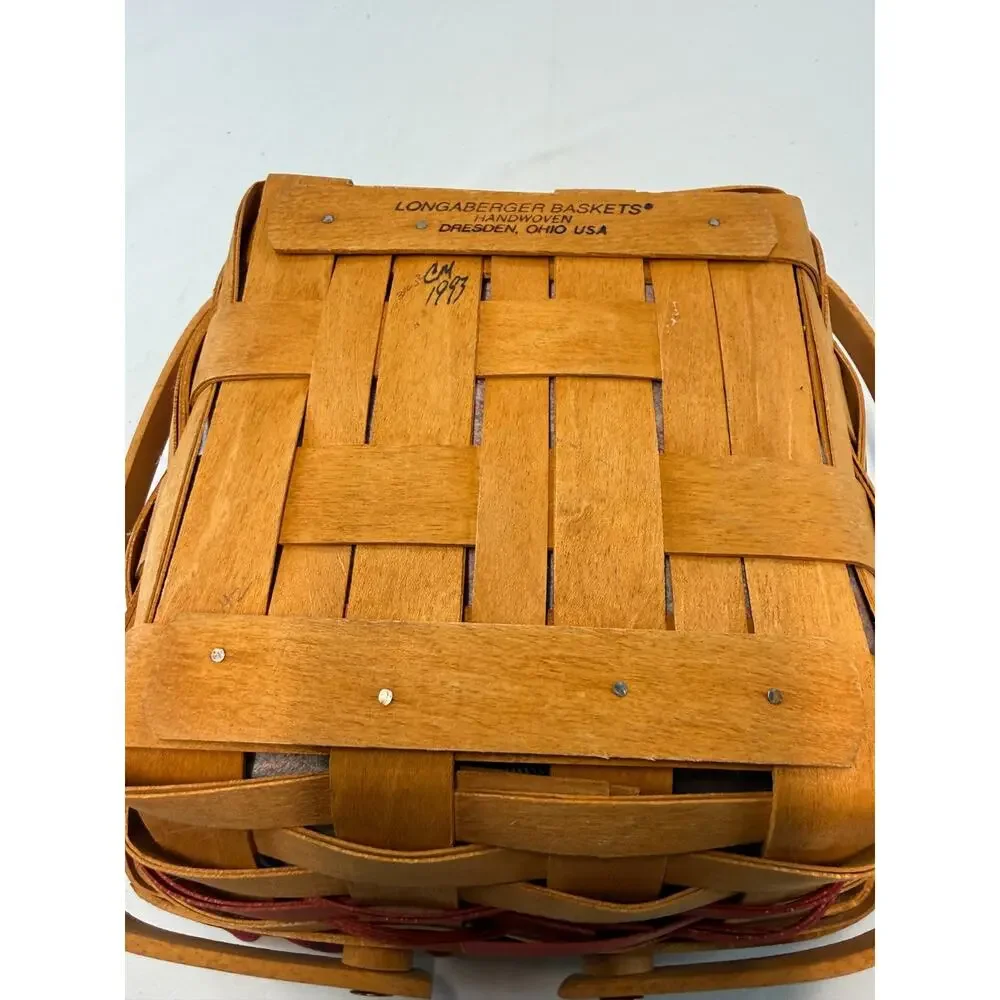 1993 Longaberger Christmas Collection Bayberry Basket w/Liner Red Trim Vintage